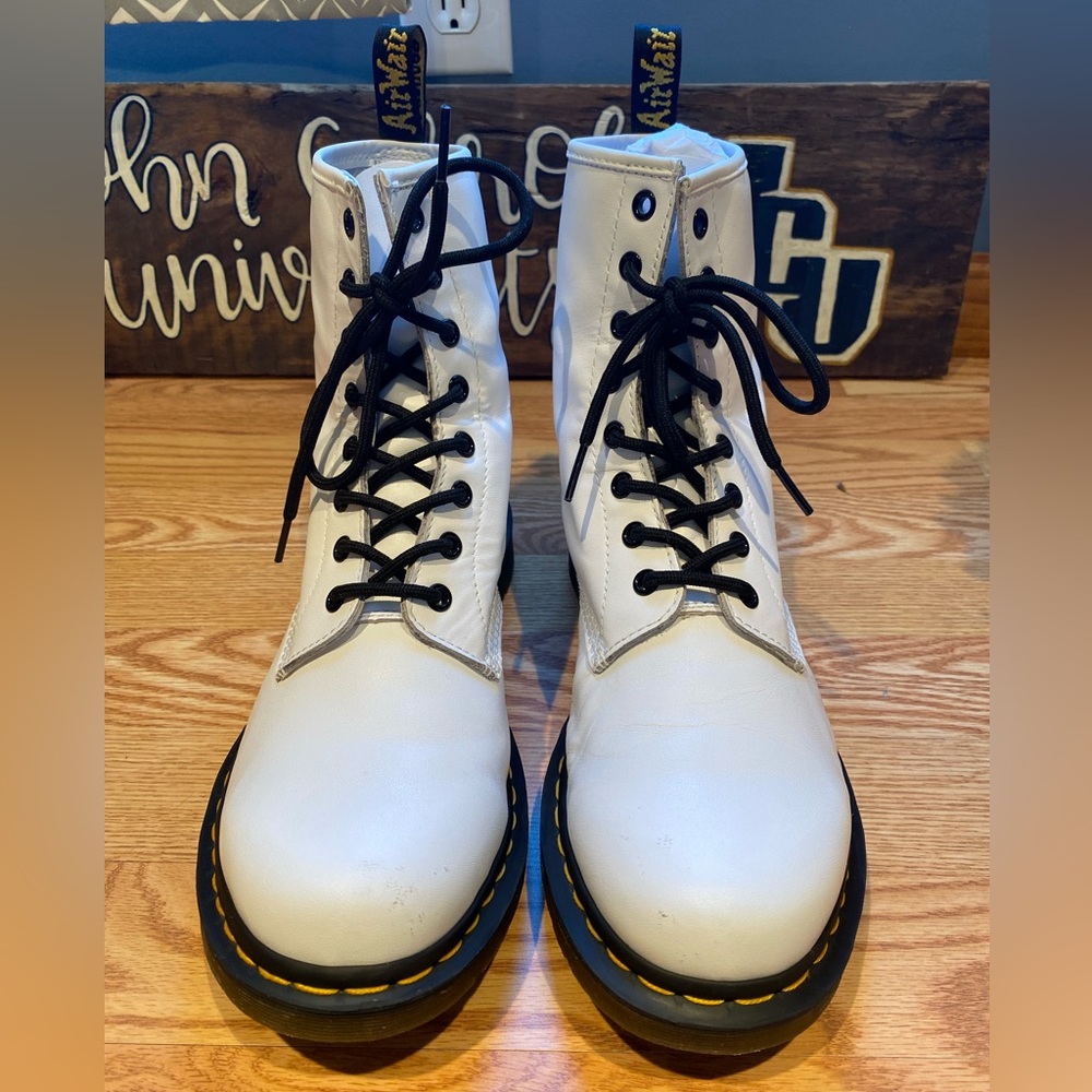 Dr. Martens eight-hole 1460 leather boot, WHITE